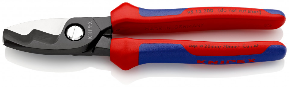 KNIPEX 95 12 200 Foarfece de tăiat cabluri cu tăiș dublu cu manşoane multicomponent brunat 200 mm