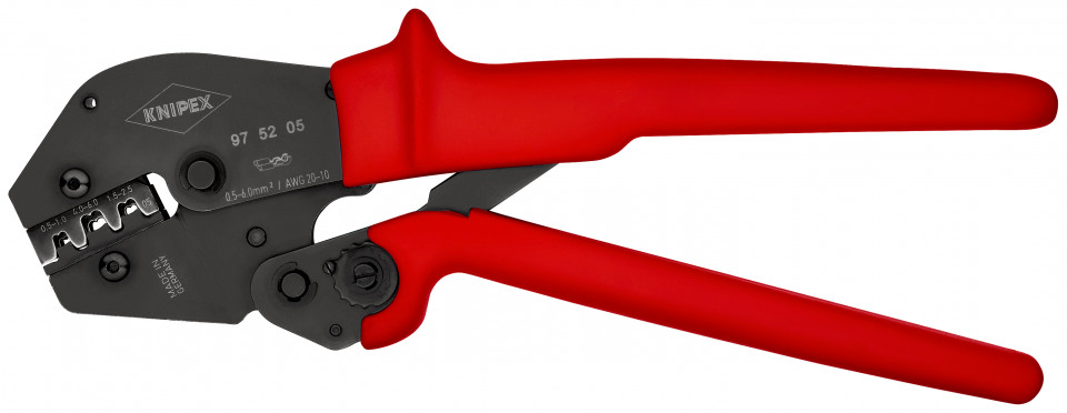 KNIPEX 97 52 05 Clește de sertizat și pentru operarea cu două mâini cu manșoane din plastic aderente brunat 250 mm