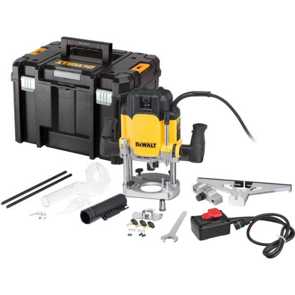 Masina de frezat verticala Dewalt DWE627KT, cu intrerupator de siguranta, 2300 W, adancime de lucru max 80 mm, valiza profesionala TSTAK