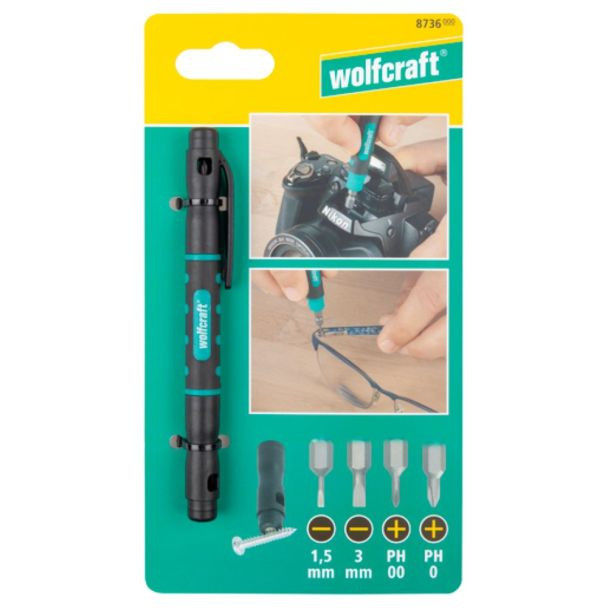 Mini-surubelnita tip stilou Wolfcraft 8736000, lungime surubelnita 132 mm, PH0 + SL 1.5 / PH00 + SL 3.0
