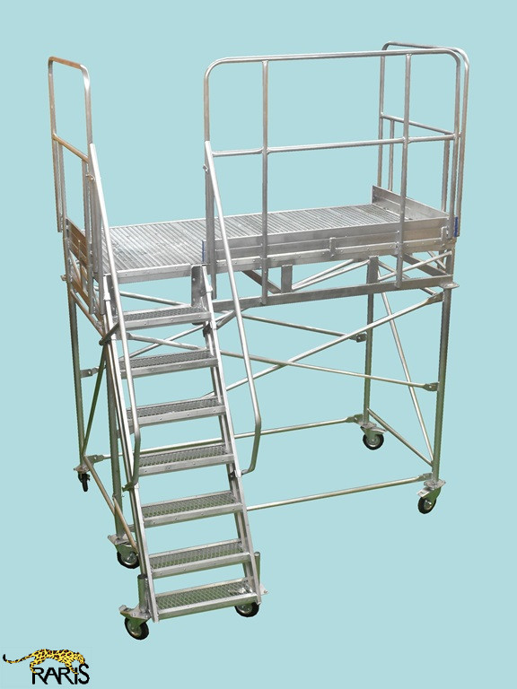 Platforma mobila RARIS, aluminiu, cu podina extinsa, la 60°, Gmax = 400 kg, tip P2M60