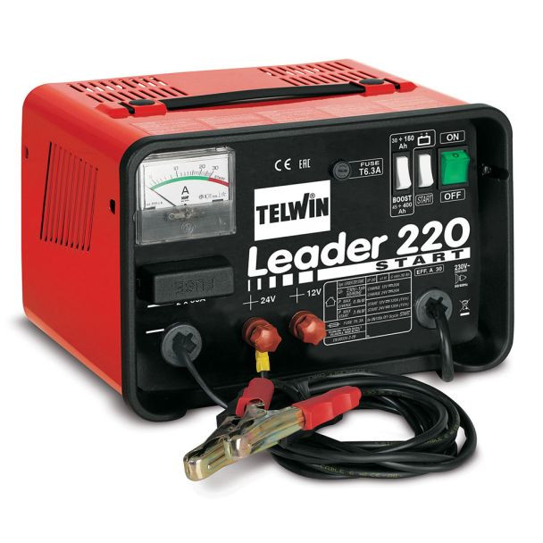 Redresor baterii si robot de pornire Telwin LEADER220START, tensiune incarcare 12/24 V, capacitate baterii Pb/START/STOP 30-400 Ah