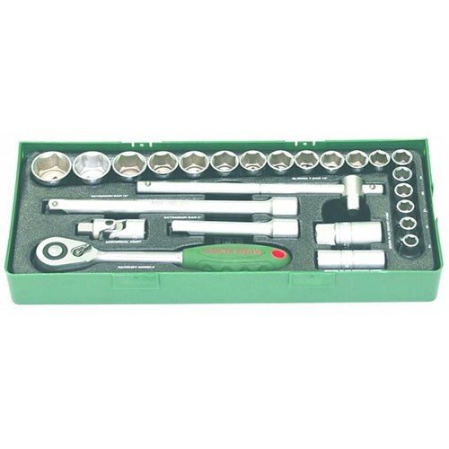 Set 25 piese capete chei tubulare si alte accesorii 1/2" 10-32 mm, cutie