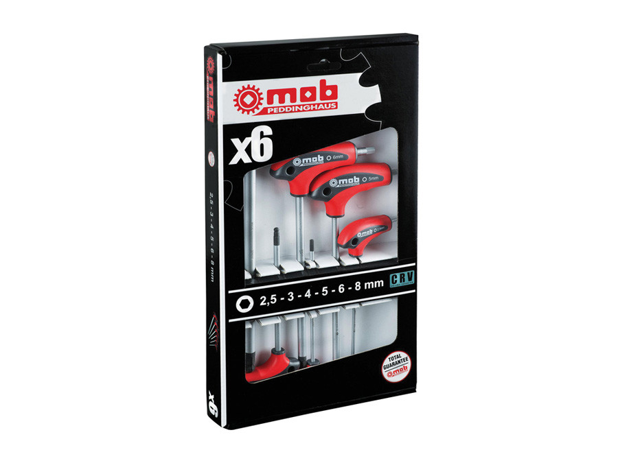 Set 6 chei hexagonale cu manet T MOB 2,5-8 mm