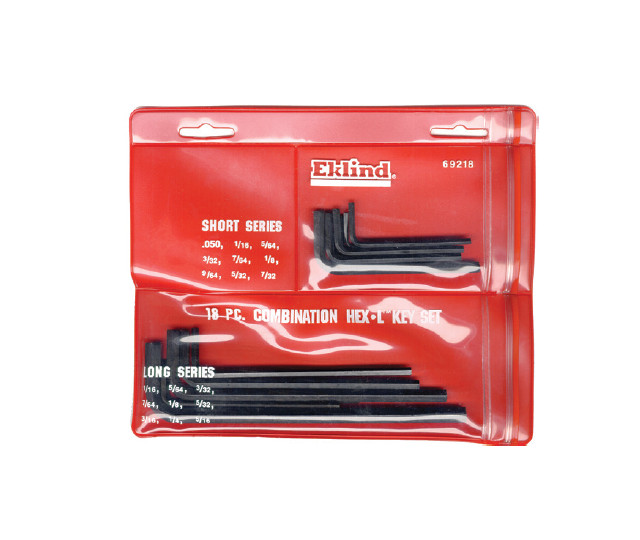Set de 20 chei locas hexagonal scurte si lungi in husa de plastic EKLIND 050''-7/32''