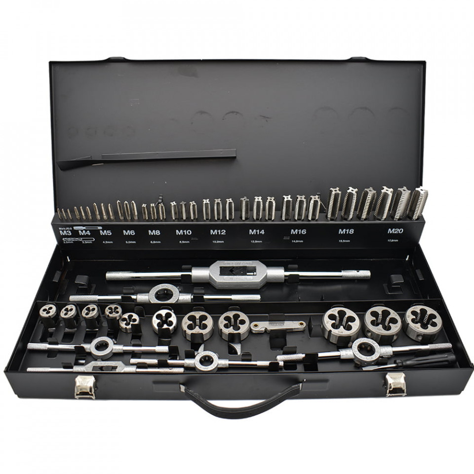 Set-Trusa Tarozi DIN 352 HSS și Filiere HSS M3-M20 - 54 piese