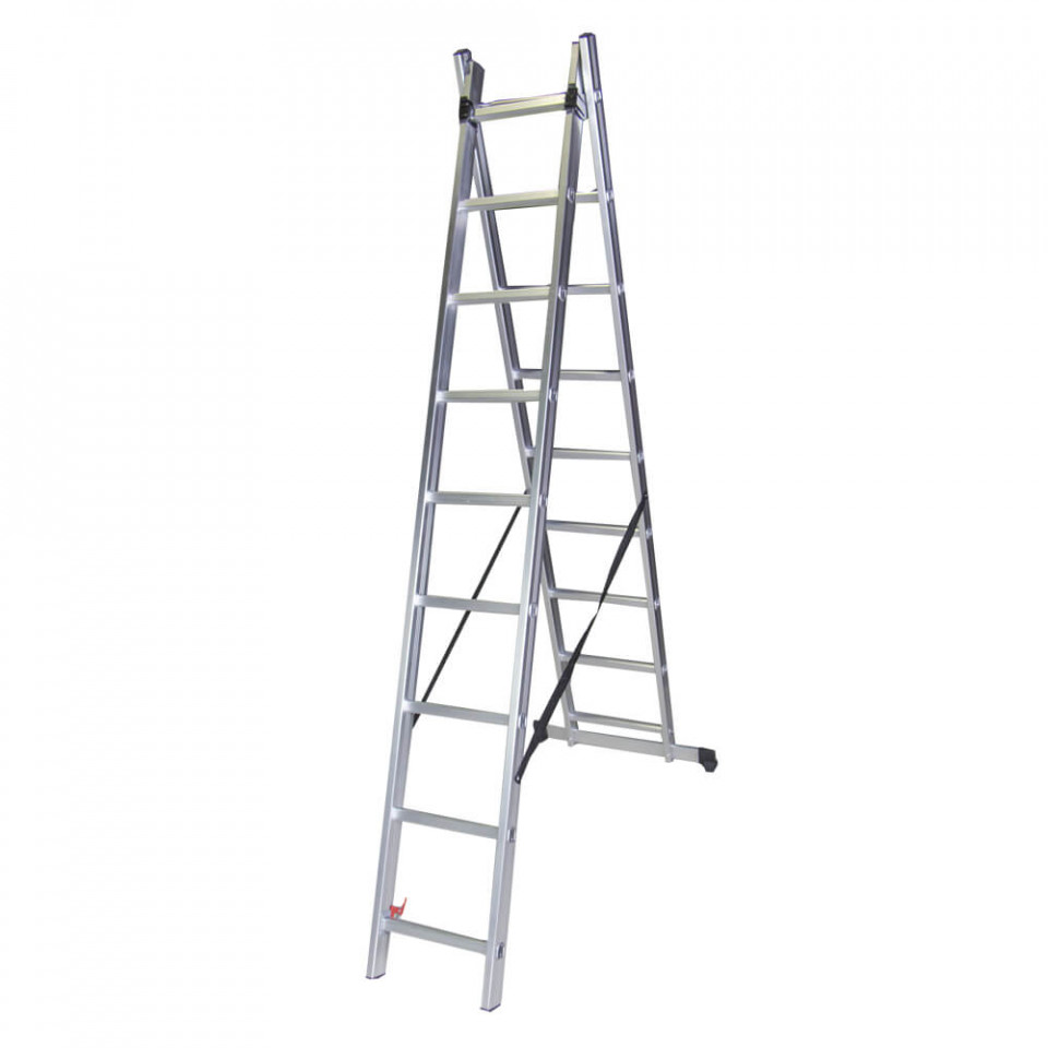 STR209 Scara dubla aluminiu, 2×9 trepte, 240 cm