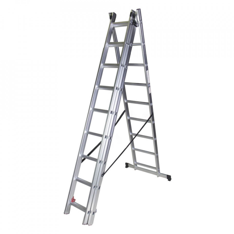 STR309 Scara tripla 9 trepte, 2.53 m aluminiu