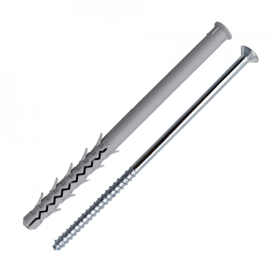 Suruburi cap inecat, pentru lemn, DIN 7505 ZN + dibluri 10x120mm, 50 bucati