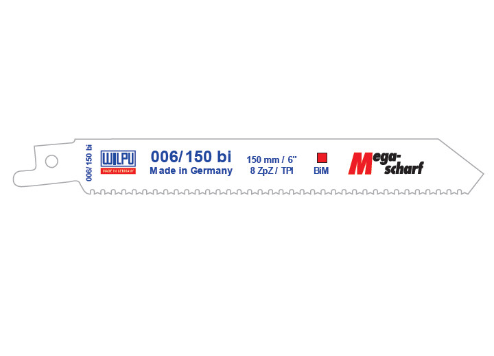 006/150 BI Panza Bi-Metal pentru fierastrau sabie pentru neferoase, otel si lemn cu cuie / 5 bucati, DIM 150 x 19 x 0.9 mm