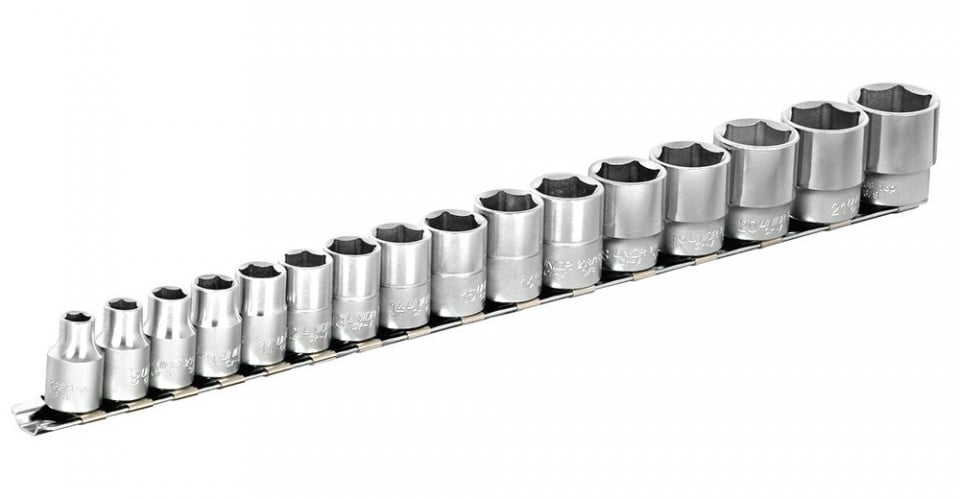 238H6P16 Set de capete chei tubulare 3/8", pe sina 7 - 22 / 16 piese