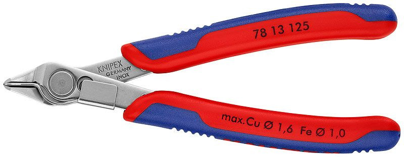 Cleste electronica, tais fara fateta, falci la 60°, inox, KNIPEX, 125 mm