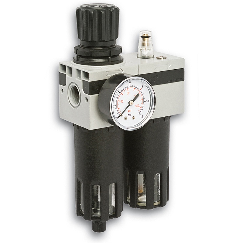Grup de filtrare-ungere-reglare presiune, 3/8", 2500l/min, 20 microni, FIAC