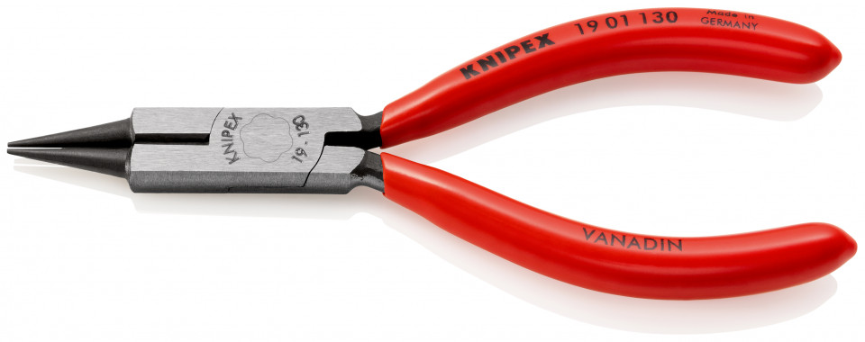 KNIPEX 19 01 130 Clește rotund cu tăiș (patent de îndoit pentru bijutieri) acoperite cu plastic vopsit negru 130 mm