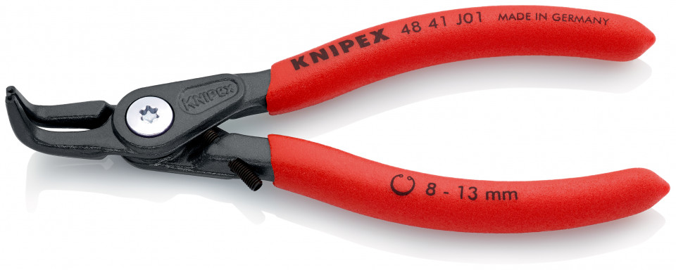 KNIPEX 48 41 J01 clește de precizie pentru inele de siguranță pentru inele interioare cu alezaje acoperit cu material plastic aderent bonderizat în culoarea gri 130 mm