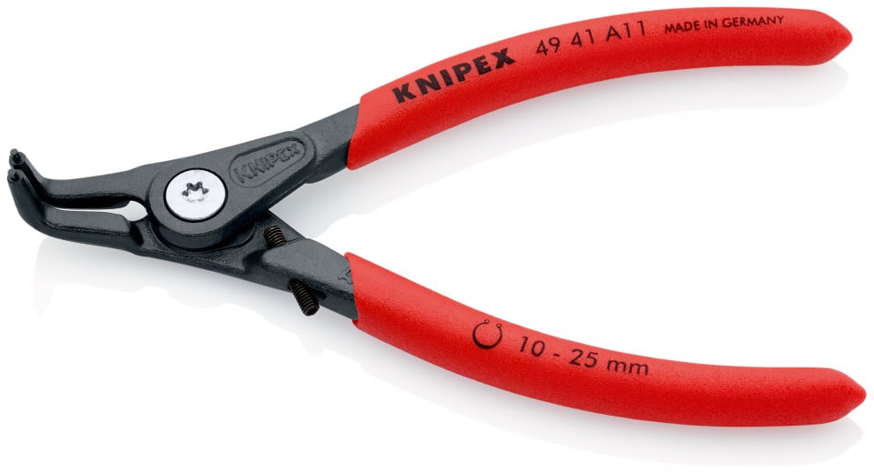 KNIPEX 49 41 A11 clește de precizie pentru inele de siguranță pentru inele exterioare pe axuri acoperit cu material plastic aderent bonderizat în culoarea gri 130 mm