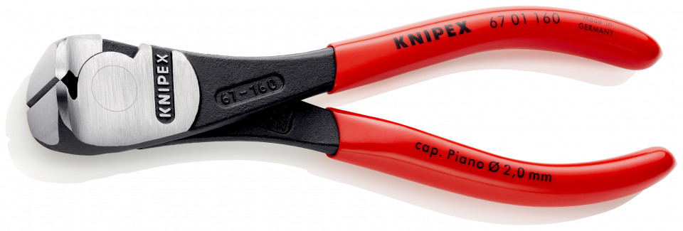 KNIPEX 67 01 160 Tăietor frontal de forță acoperite cu plastic vopsit negru 160 mm