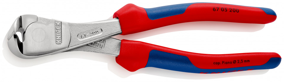 KNIPEX 67 05 200 Tăietor frontal de forță cu manşoane multicomponent cromat 200 mm
