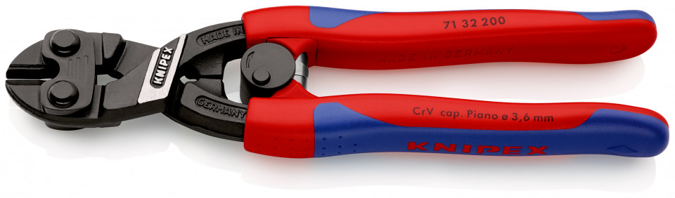 KNIPEX 71 32 200 CoBolt® Tăietor compact pentru bolțuri cu manşoane suple, multicomponent vopsit negru 200 mm