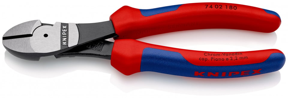 KNIPEX 74 02 180 Șfic de forță cu manşoane multicomponent vopsit negru 180 mm