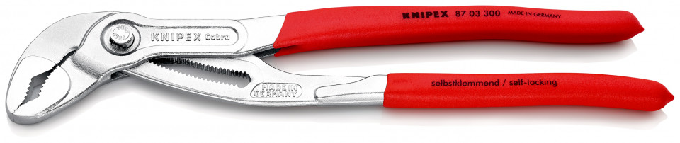 KNIPEX 87 03 300 Cobra® Clește high tech pentru pompe de apă acoperit cu material plastic aderent cromat 300 mm
