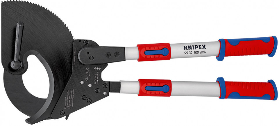 KNIPEX 95 32 100 Foarfeca pentru cabluri (principiul clichetului) cu laturi telescopice cu manşoane multicomponent 680 mm