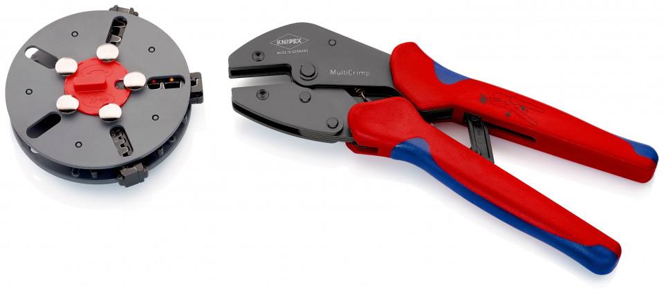 KNIPEX 97 33 01 MultiCrimp® clește de sertizare cu magazie pentru adaosuri de schimb cu manşoane multicomponent brunat 250 mm