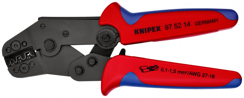 KNIPEX 97 52 14 Clește de sertizat varianta scurtă cu manşoane multicomponent brunat 195 mm