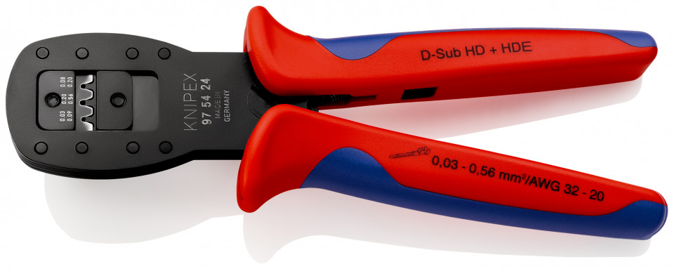 KNIPEX 97 54 24 Clește de sertizare pentru fișe miniaturale Sertizare paralelă cu manşoane multicomponent brunat 190 mm