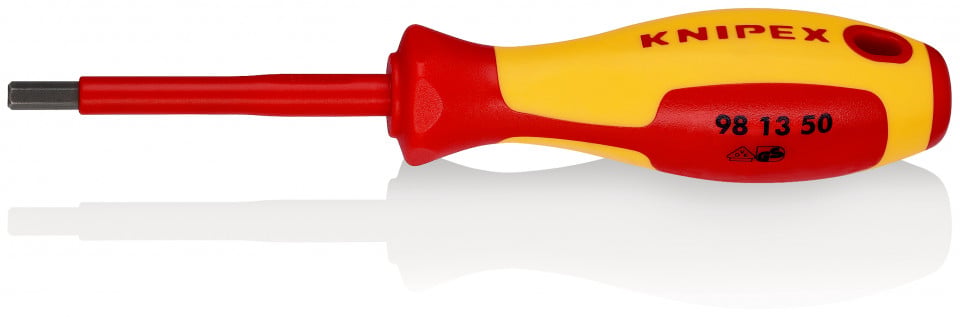 KNIPEX 98 13 50 șurubelniță pentru șuruburi cu contur interior hexagonal mâner izolator multicomponent, testat de VDE brunat 187 mm