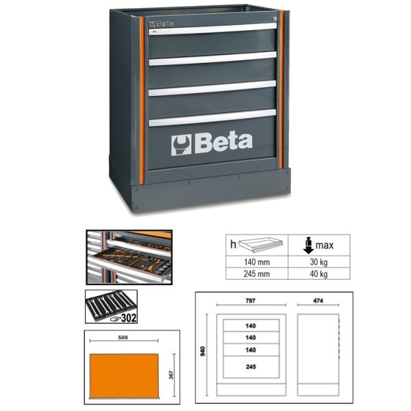 Modul fix cu 4 sertare C55M4