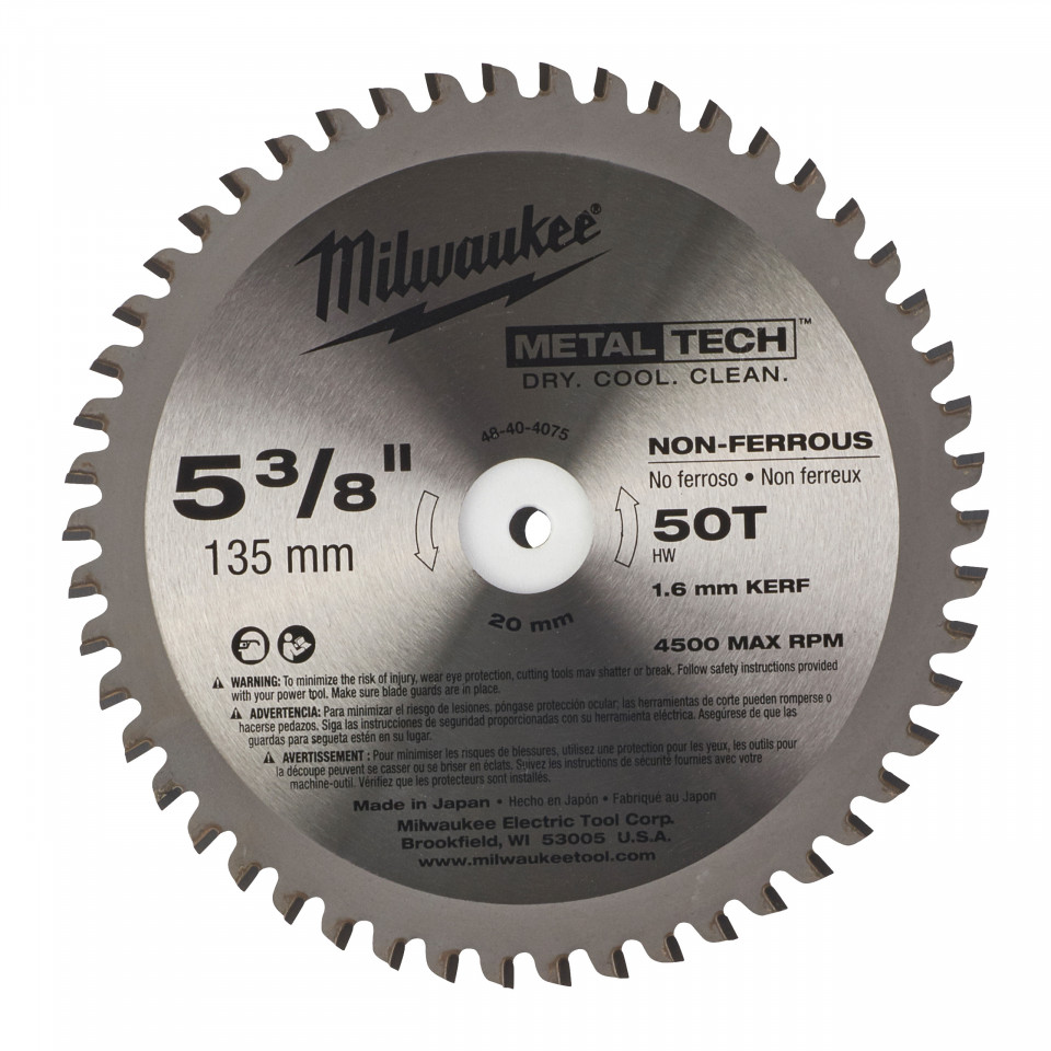 Pânze fierăstrău circular pentru metal Milwaukee (Diametru interior disc (mm): 20, Nr. dinți: 50, Diametrul exterior al pânzei (mm): 135, Lățime tăiere (mm): 1.6)