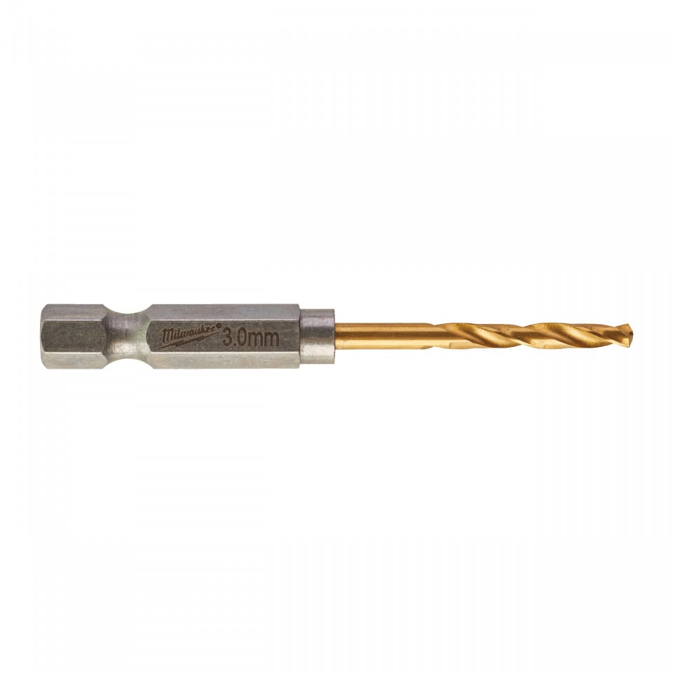 RED HEX Bughie HSS-TiN metal Milwaukee Ø 3x23x65 mm - set 10 buc, tijă de prindere ¼″ hex