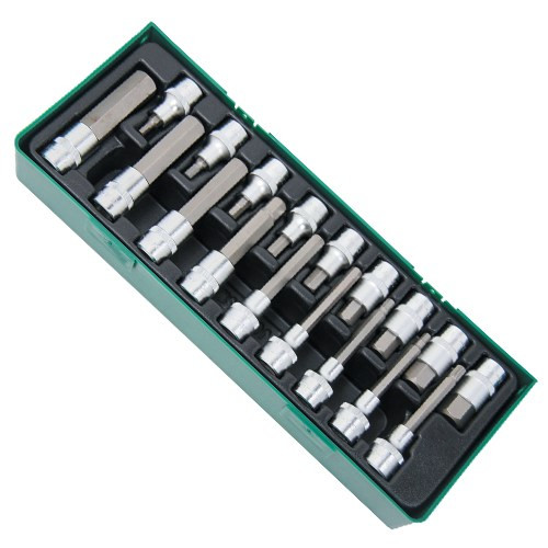 Set 18 piese imbus pe tavita Jonnesway 1/2" H5-H19, lungi si scurte 55-100 mm