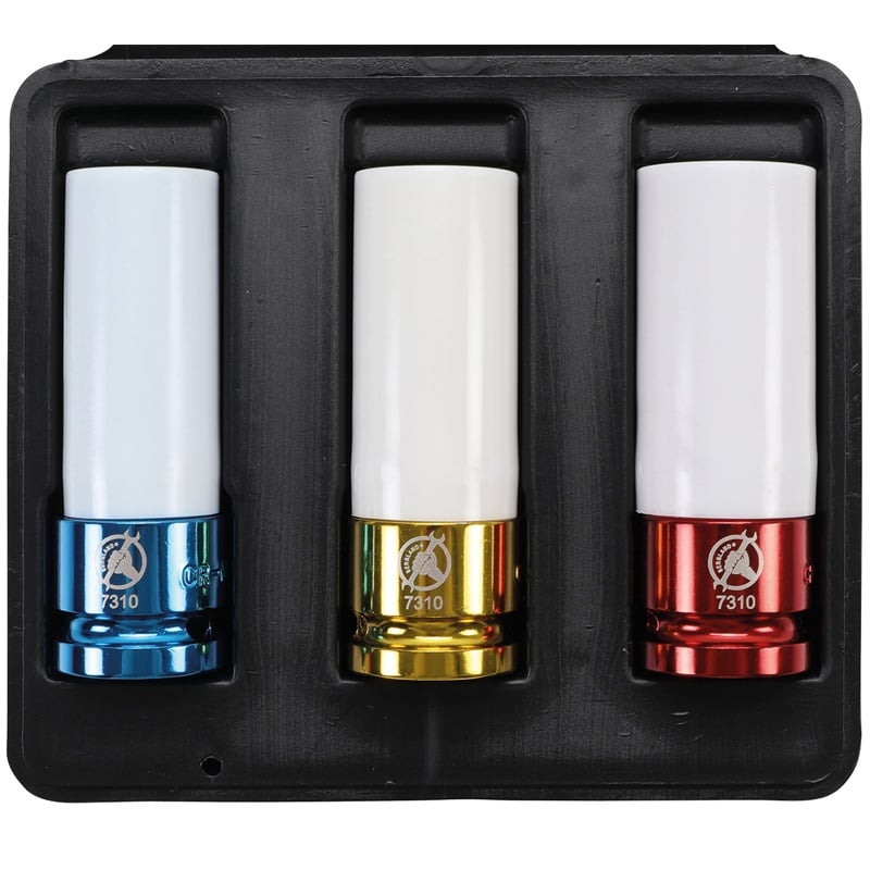 Set 3 chei tubulare de impact cu protectie, 85 mm, 1/2"