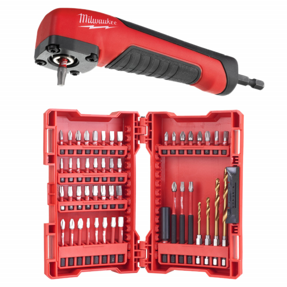 Set 59 piese Milwaukee biti 48 biti + adaptor la unghi de 90 grade Milwaukee