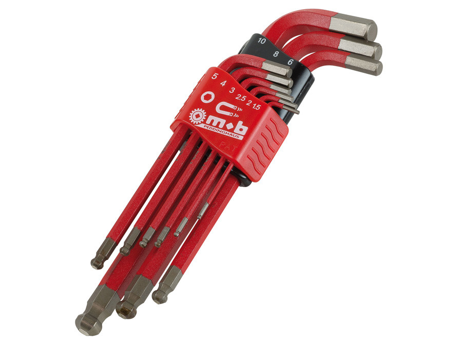 Set 9 chei lungi pentru locas hexagonal cu cap sferic si magnet MOB 1,5-10 mm