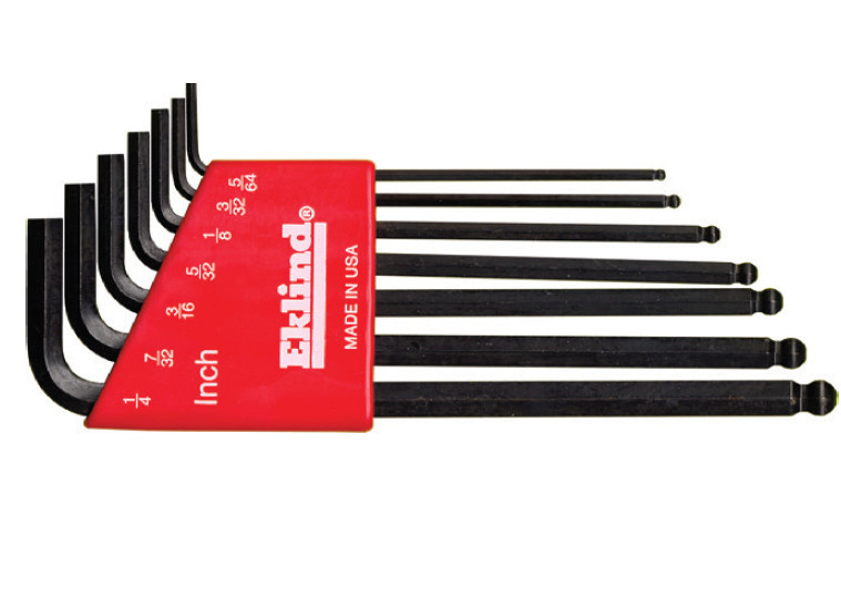 Set de 7 chei locas hexagonal lungi cu cap sferic in suport de plastic EKLIND 5/64''-1/4''