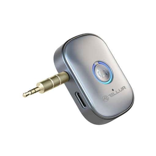 Adaptor Bluetooth 5.3 Tellur, receiver audio cu port AUX 3.5 mm, gri
