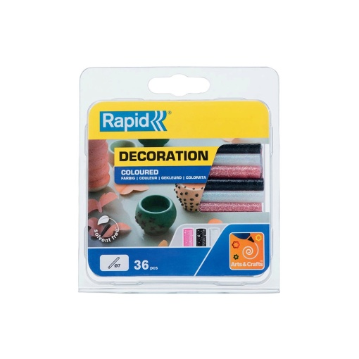 Baton silicon cu sclipici Rapid (alb, roz, negru), Universal, O7mm x 90mm, baza EVA, 36 buc blister 5001422