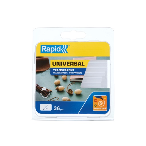 Baton silicon Rapid Decoratiuni Fun to Fix transparent, Universal, O7mm x 90mm, baza EVA, 36 buc blister 40107350