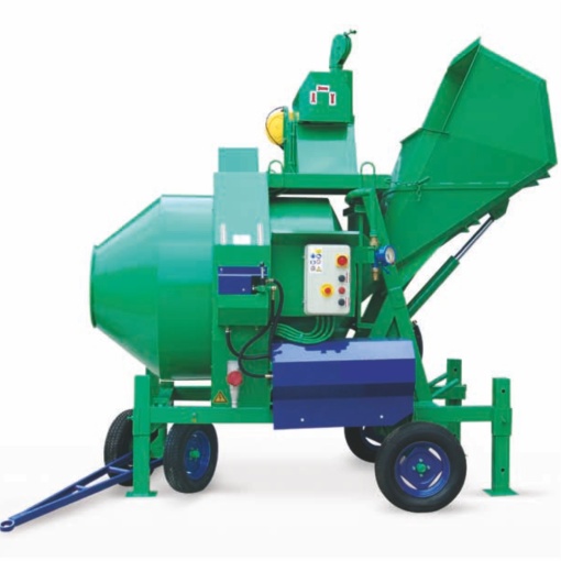 Betoniera cu automatizare BIR 1500ELCV 400V 11,25 kW 1500 l 29 m³/h lopata incarcare, vibrator bena