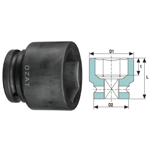 Cap cheie tubulara de impact 2.1/2" 6 laturi, scurt 1 7/8"