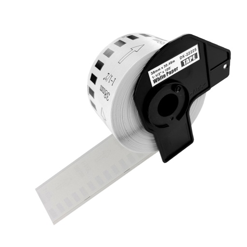 Etichete medii modul continuu DK-22225 albe 38mm x 30.48m suport plastic inclus compatibile Brother DK-22225 DK22225