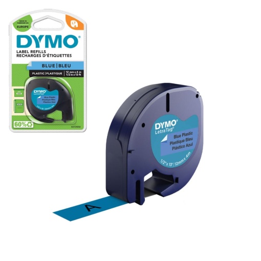 Etichete originale plastic albastru 12mm x 4m DYMO LetraTag 91205 S0721650