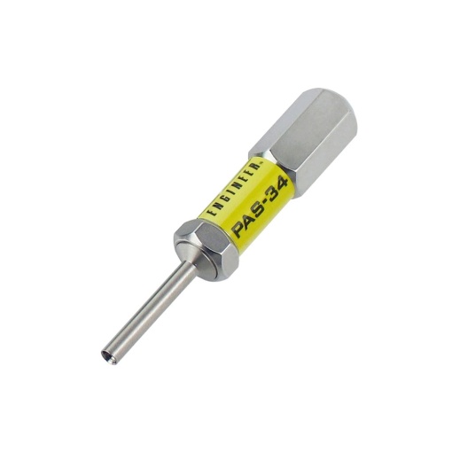 Extractor conectori si prize Engineer PAS-34, cu arc interior, O interior 2.7 mm, O exterior 3.2 mm, lungime 62 mm, inel recunoastere galben, otel inox