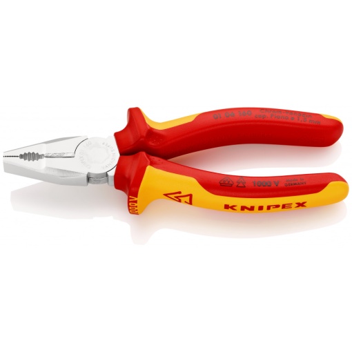 KNIPEX 01 06 160 Patent combinat crom - vanadiu izolate, cu manere multicomponent, testate VDE cromat 160 mm