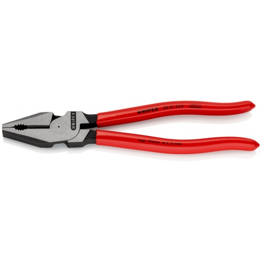 KNIPEX 02 01 225 Patenti Combi cu parghie mare acoperite cu plastic vopsit negru 225 mm