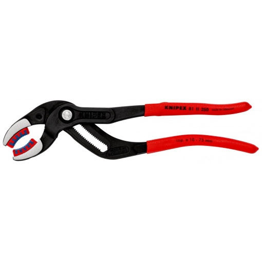 KNIPEX 81 11 250 Cleşte pentru sifon şi conectori acoperit cu material plastic aderent vopsit negru 250 mm