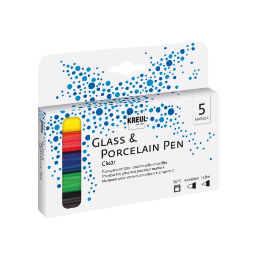 KREUL Glass & Porcelain Pen Clear 5/set